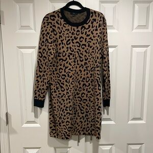Jcrew Leopard Print Sweater Dress